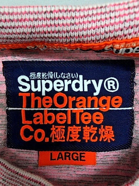 Superdry Men's Pink Space Dye Slim T-Shirt Large Orange Label