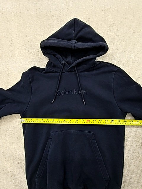 Calvin Klein Unisex Navy Hooded Pullover Hoodie Size S Fleece