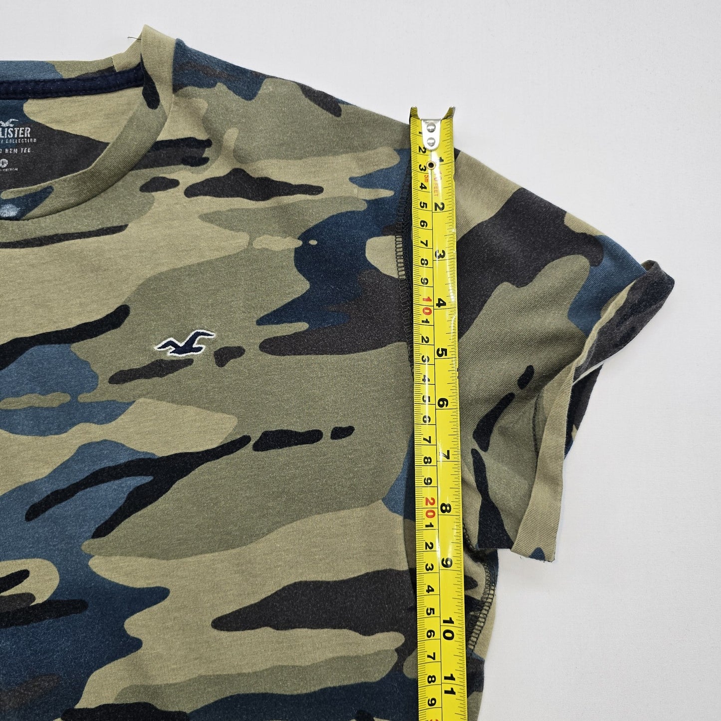 Hollister Boys Camo Logo Green/Blue/Black 3T Cotton Tee Shirt