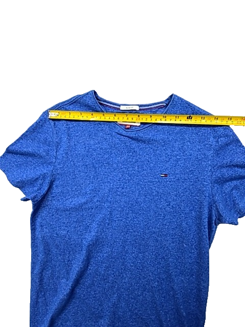 Tommy Jeans Slim Fit XS Blue Short Sleeve Crew Neck Cotton T-Shirt Men's