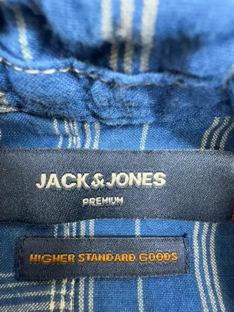 Jack & Jones Premium Blue Denim Patchwork Long Sleeve Button Shirt S