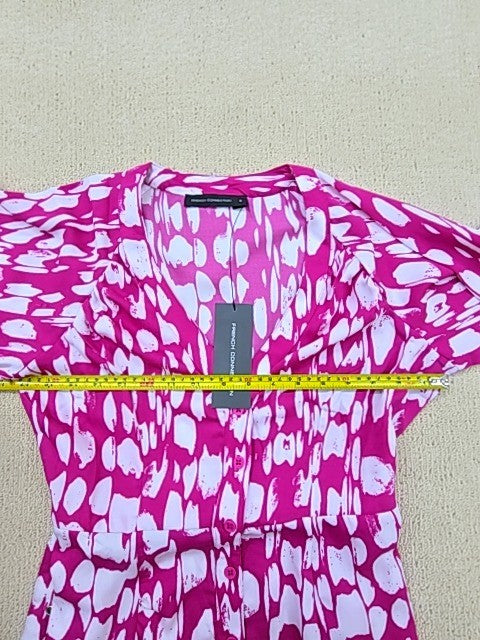 French Connection Pink Polka Dot Wrap Midi Dress Size B
