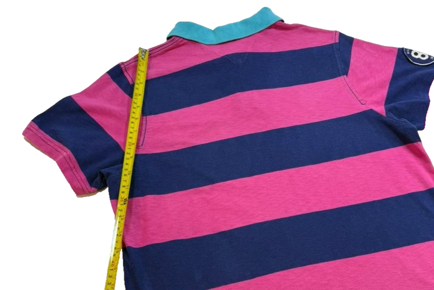 Tommy Hilfiger Women's Denim Striped Polo Shirt Short Sleeve Cotton Size XL