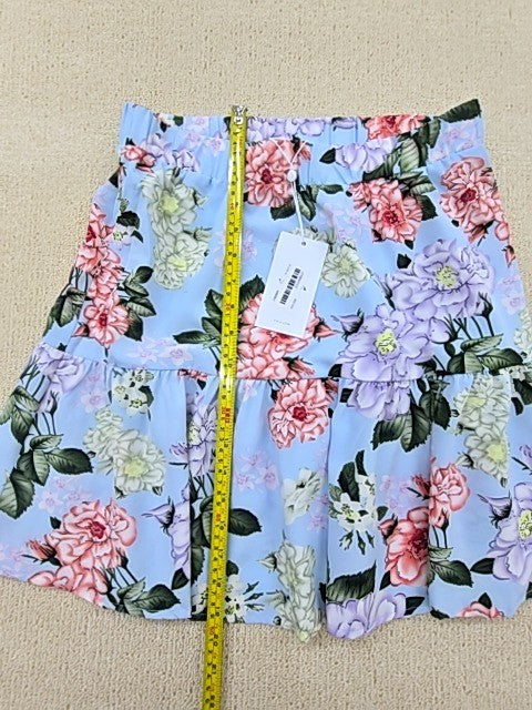 Vila Floral Frill Mini Skirt Size M Multi Women Regular