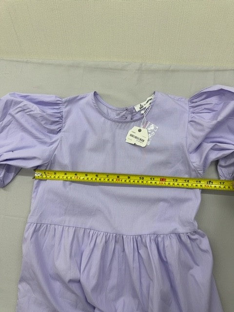 Ole by Koton Purple Tiered Knee Dress EU 34 Cotton Puffed Sleeve