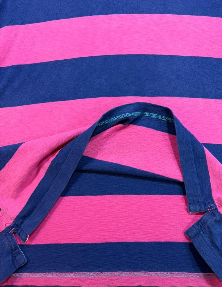 Tommy Hilfiger Women's Denim Striped Polo Shirt Short Sleeve Cotton Size XL