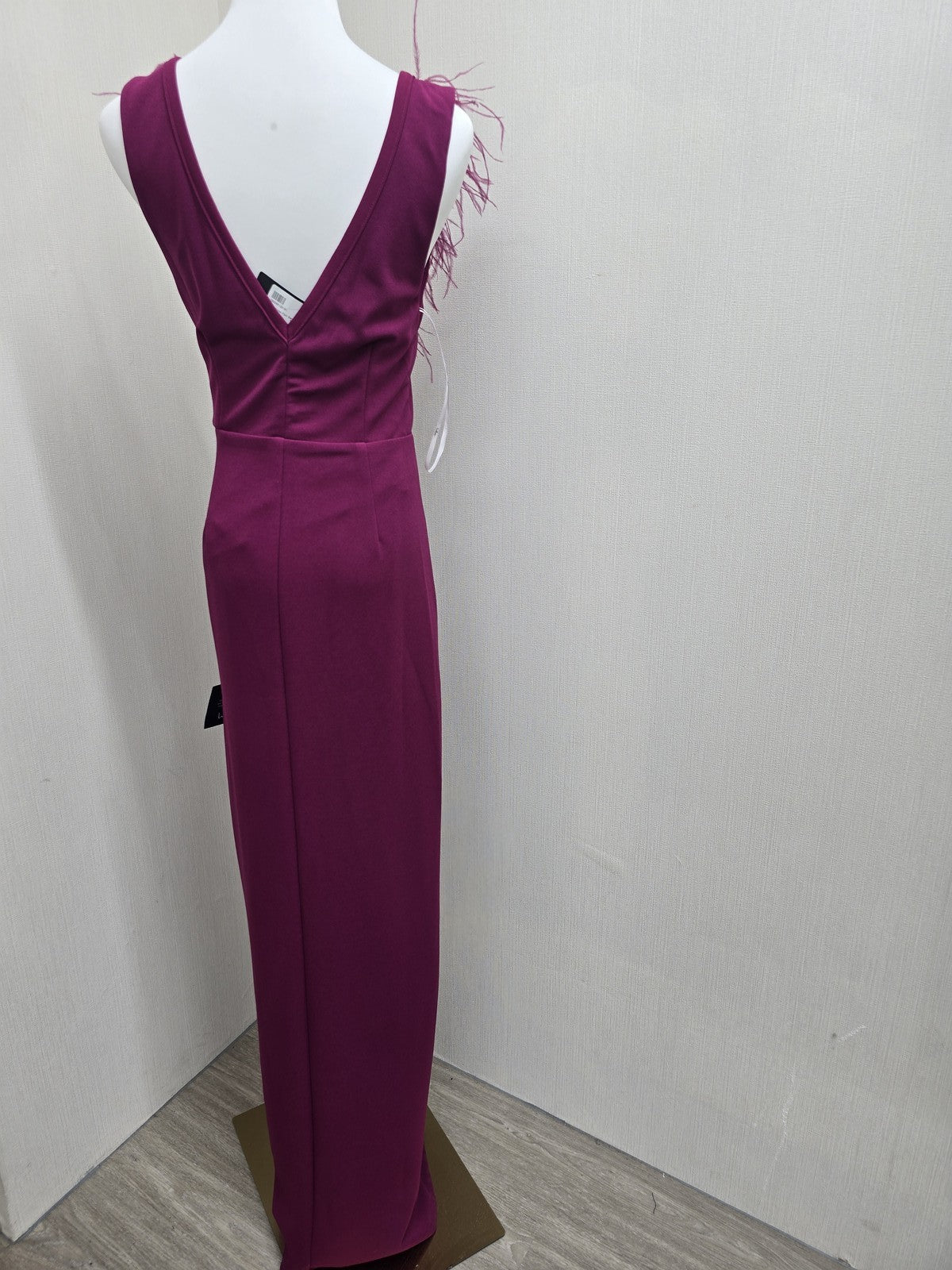 Lulus Plum Purple Feather Trim Sleeveless Maxi Dress S