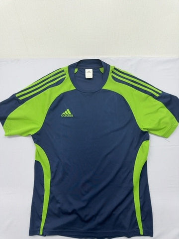 Adidas Men's XL Navy Green Striped Soccer Jersey Short Sleeve
