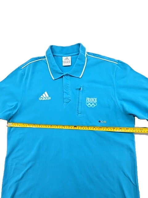 Adidas Olympic Blue Polo Shirt Men's L Short Sleeve Button