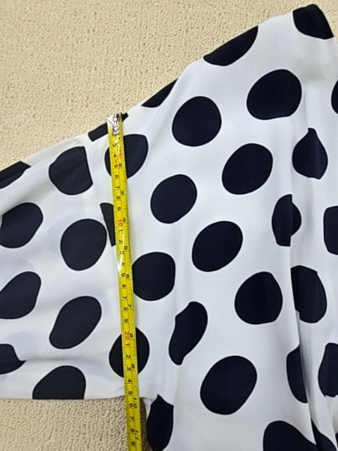 Mother of Pearl Black White Polka Dot Puff Sleeve Women's Dress