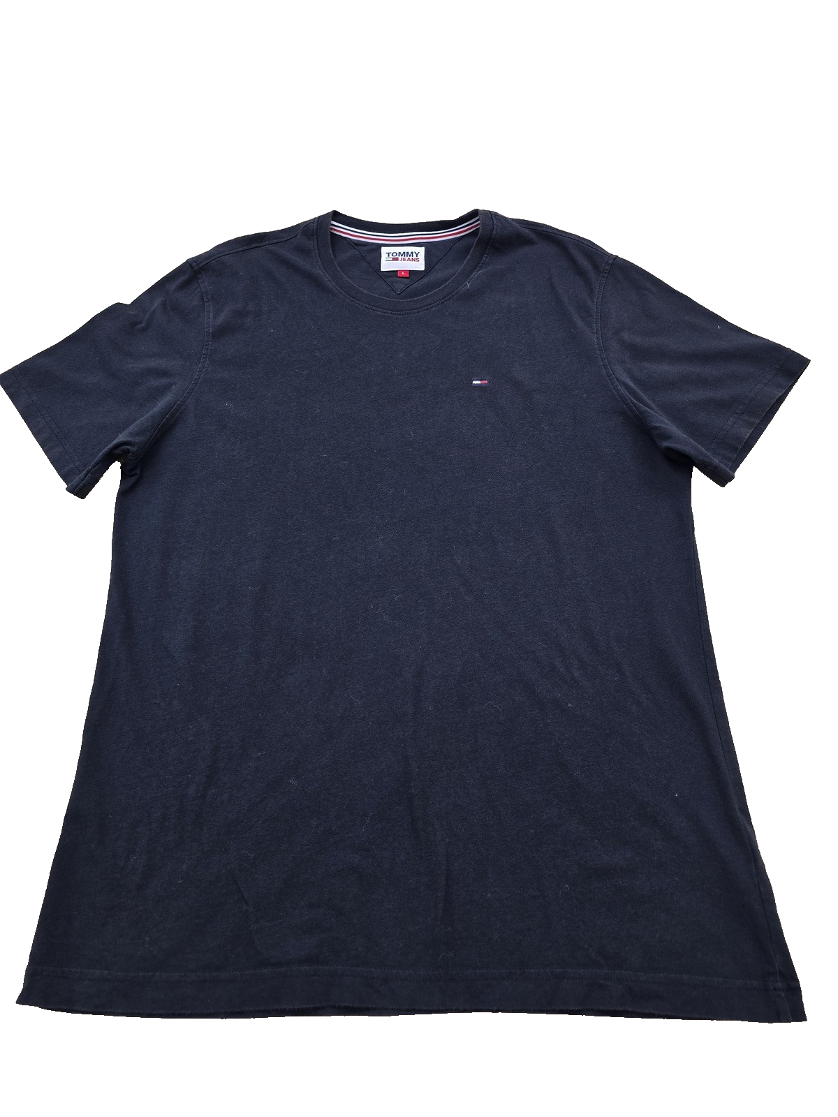 Tommy Jeans Men's Black L Logo Crew Neck Cotton T-Shirt