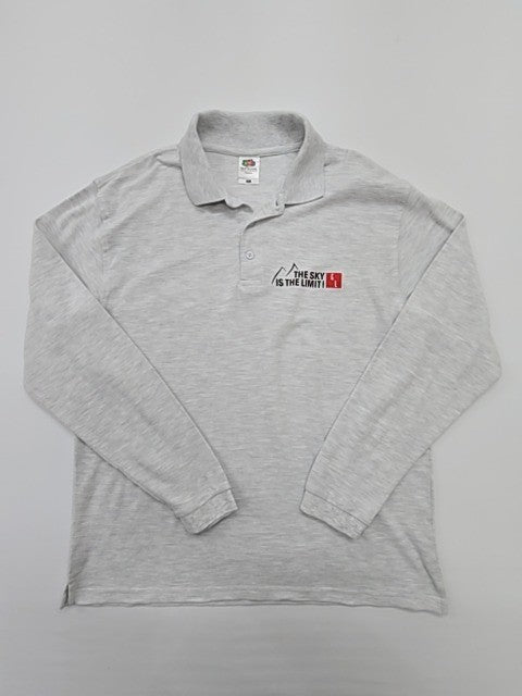 Fruit of the Loom Men Heather Gray Long Sleeve Polo Size L Regular