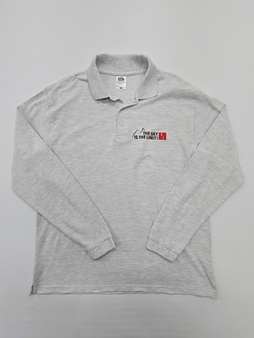 Fruit of the Loom Men Heather Gray Long Sleeve Polo Size L Regular