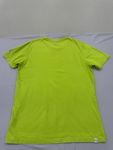 Puma Men's Yellow-Green Graphic T-Shirt Size M Cotton Crew Neck