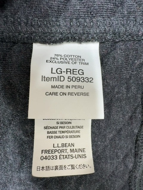 L.L.Bean Men's Quilted Gray L Pullover Hoodie Quarter Zip L-Reg