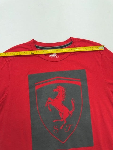 PUMA Men Red Graphic Logo T-Shirt Size M Regular Crew Neck Cotton Jersey