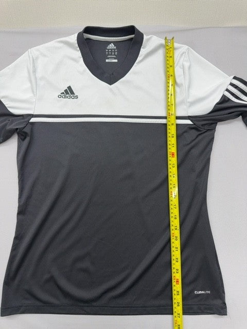 Adidas Men's Striped Climalite V-Neck Jersey L Black White Thailand