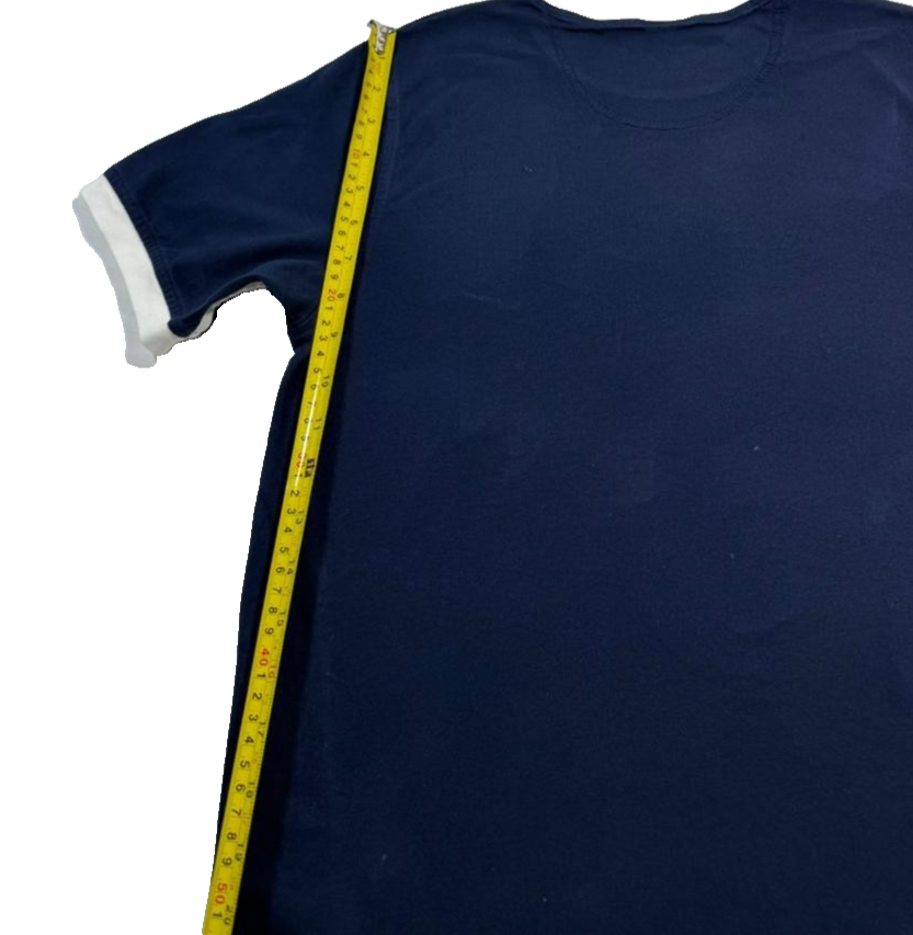 Nike Navy Blue T-Shirt, Men's S, White Trim, Casual Cotton Short Sleeve