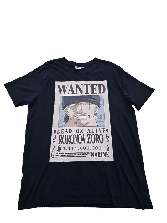 Unverified Brand Men's Black T-Shirt – Size L, One Piece Roronoa Zoro, Graphic