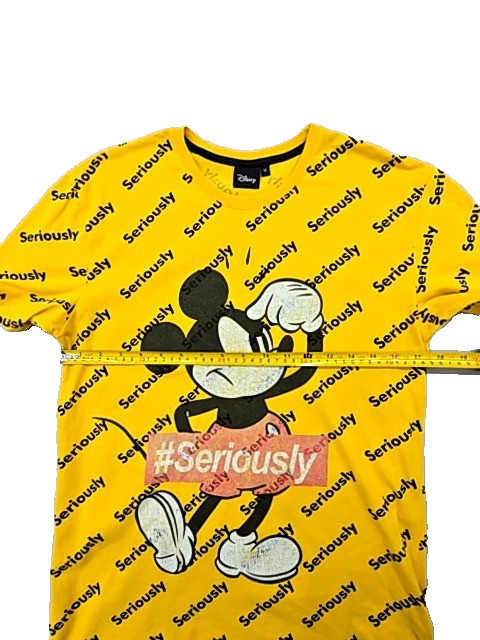 Disney Mickey Mouse Yellow M Short Sleeve 100% Cotton Tee