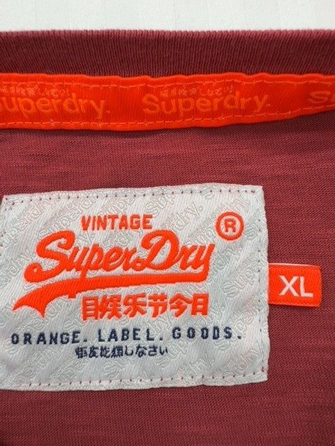 Superdry Men's Red Ombre T-Shirt XL Vintage Relaxed Fit