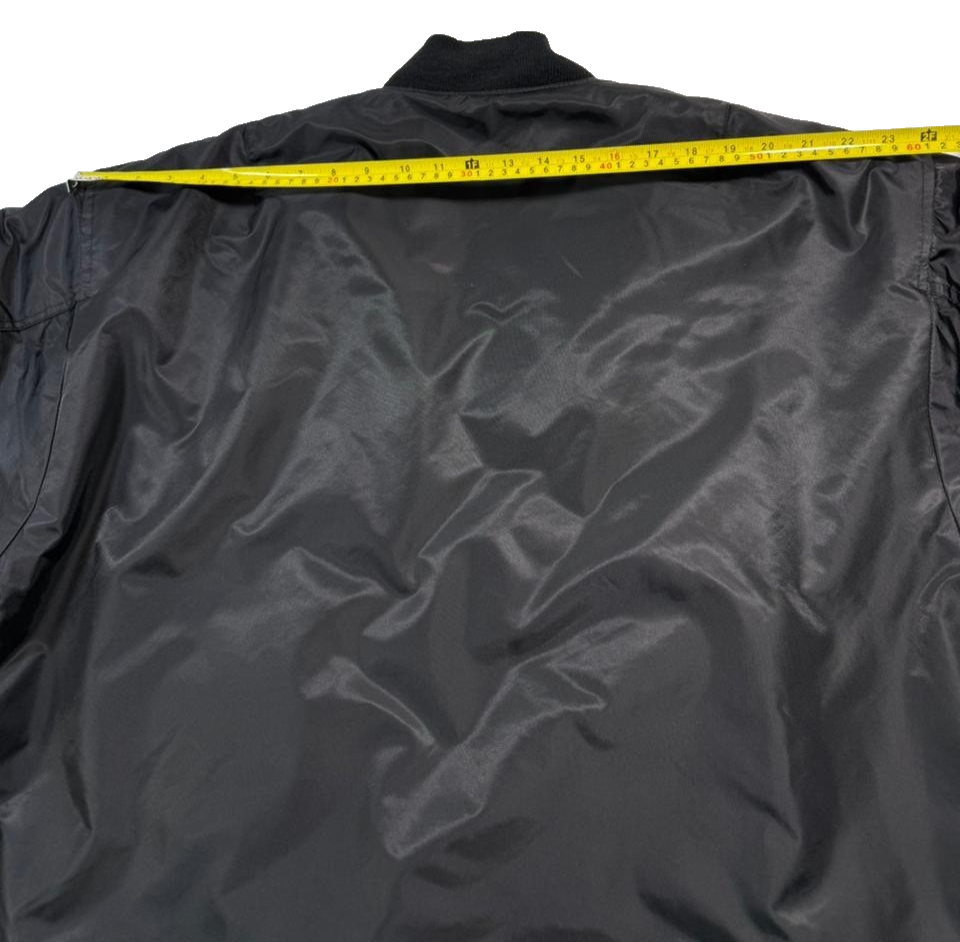 M-Tramp Men's Black Ma-1 Bomber Jacket Orange Lining Flight Pocket Full Zip S/XL