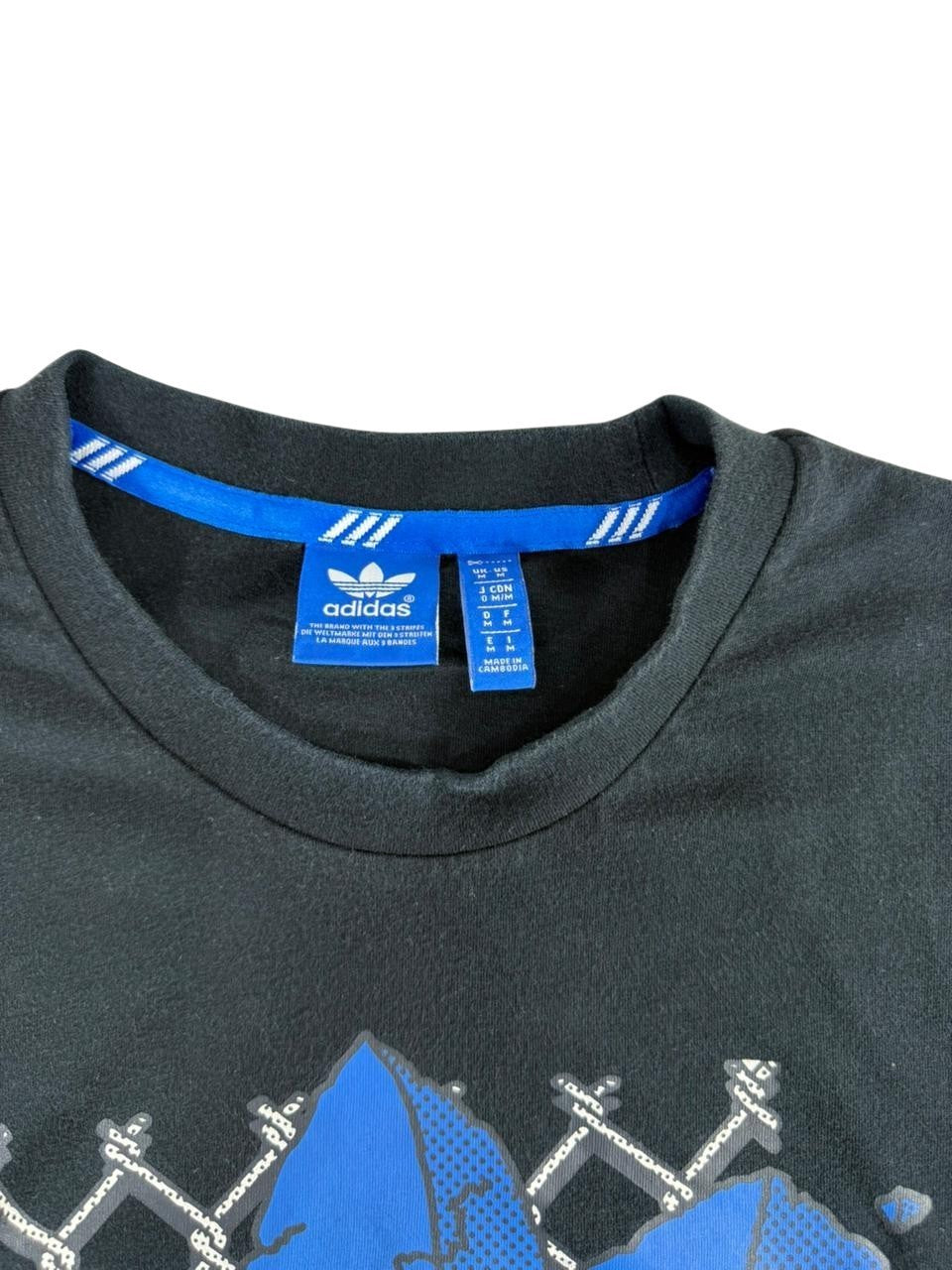 Adidas Originals Graphic T-Shirt Men's Size Medium Black Trefoil Print