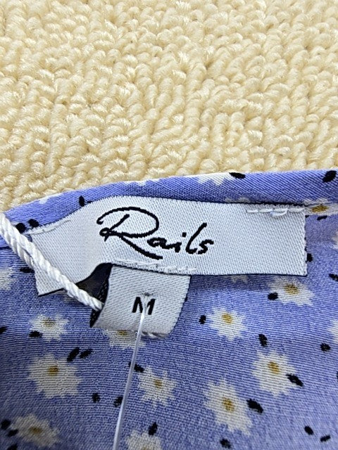 Rails Sky Blue Daisy Floral Romper Women's Size M V-Neck