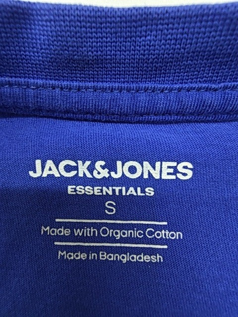 Jack & Jones Men Blue Organic Cotton Crew Neck T-Shirt Size S BNWT