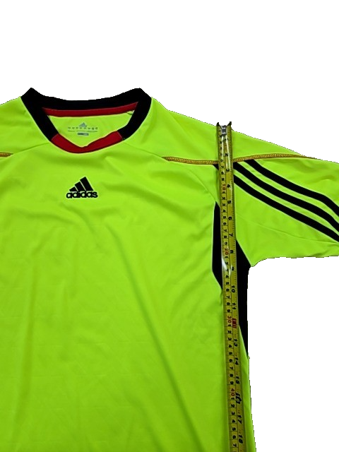 Adidas Men's Green Stripe Soccer Jersey Climacool Short Sleeve Reg