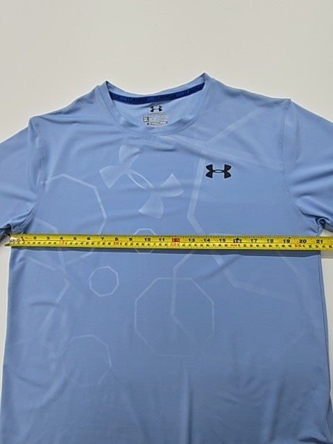 Under Armour Men Light Blue HeatGear T-Shirt 3XL Graphic Logo Regular Fit
