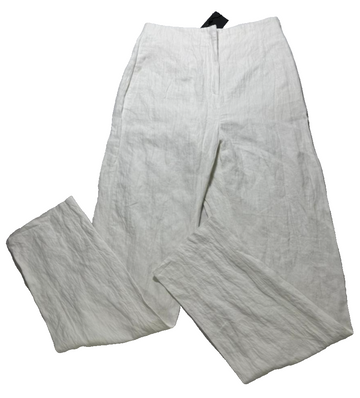 Bnwt Giorgio Armani White Linen-Blend Wide-Leg Pants - Size 42