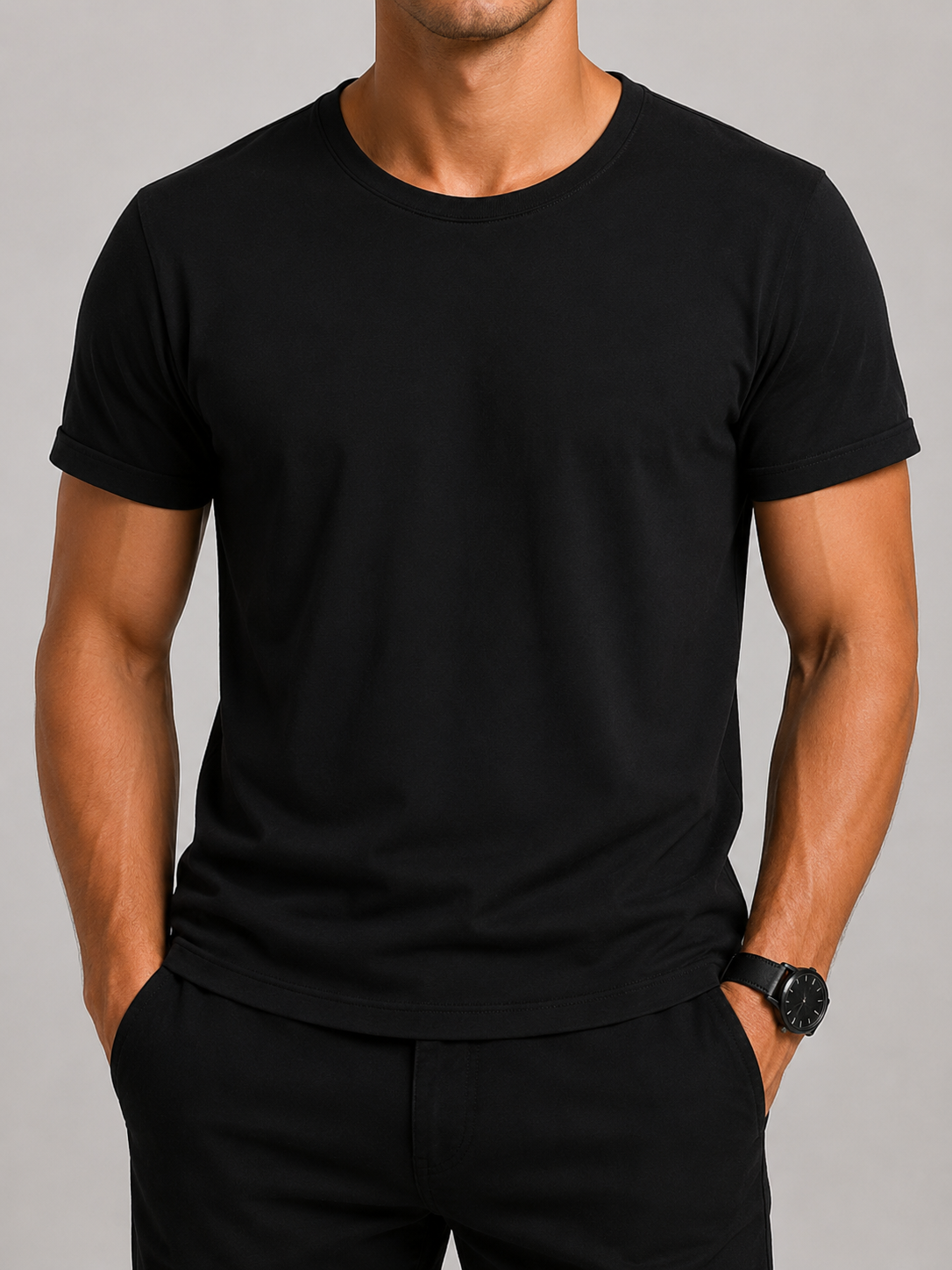 Massimo Dutti Men Black T-Shirt size M product image 1