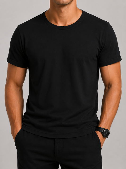 Massimo Dutti Men Black T-Shirt size M product image 1
