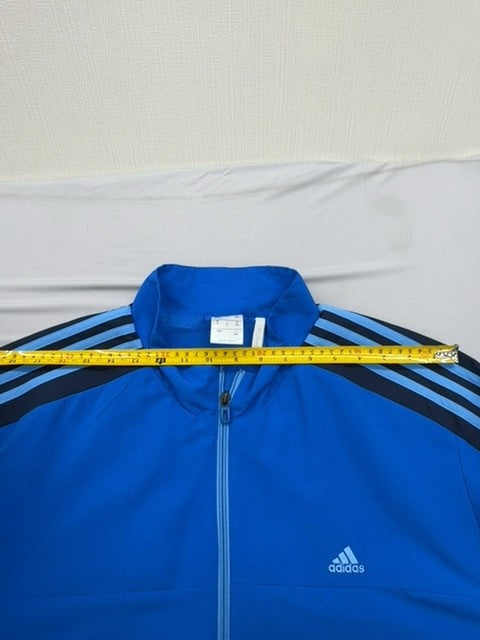 Adidas Men's Blue Track Jacket Size M Full Zip Striped