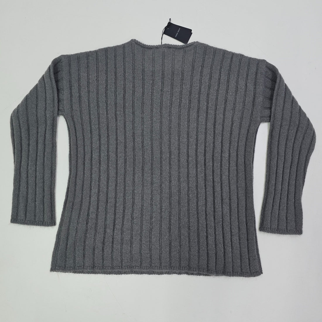 Giorgio Armani Men'S Grey Crewneck Jumper Ribbed-Knit Sweater 54 Bnwt