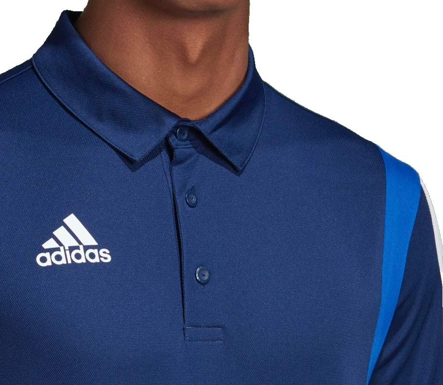 Adidas Men's Navy Blue Climalite Polo Shirt White Three Stripes Short Sleeve L