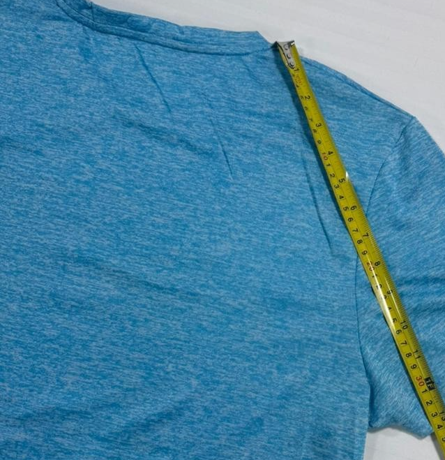 Ellesse Men's Light Blue Speckle Athletic T-Shirt Logo Crew Neck Size L
