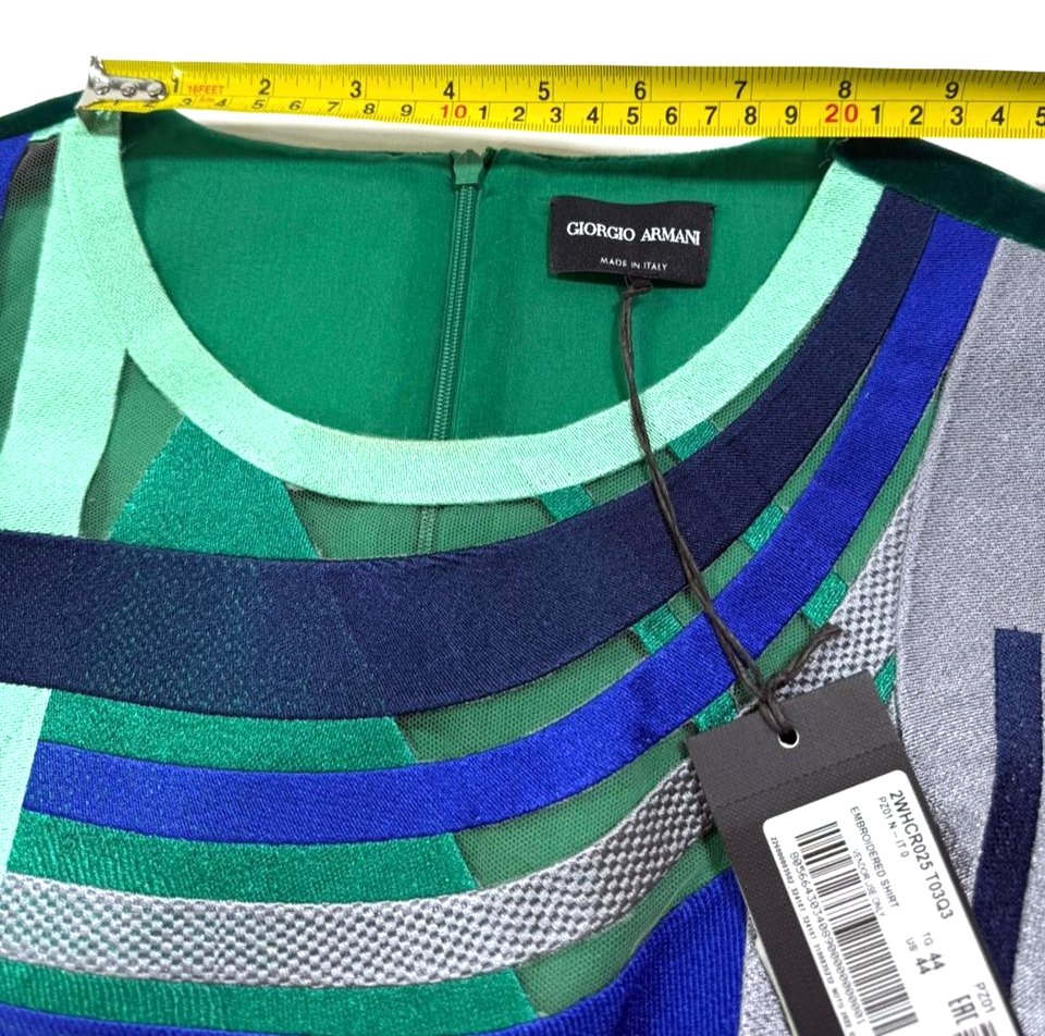 BNWT Armani Collezioni Sleeveless Top With Geometric Patch Work - Size 44