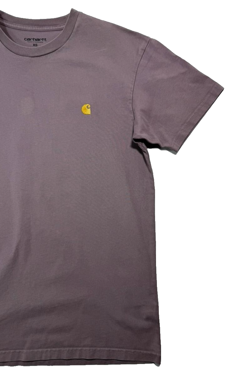 Carhartt Wip Chase T-Shirt In The Color Porphyry With A Gold Logo - Size XS