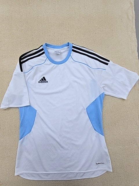 Adidas Men's M White/Light Blue Striped Climacool Soccer Jersey