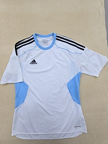 Adidas Men's M White/Light Blue Striped Climacool Soccer Jersey