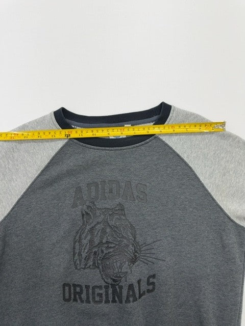 Adidas Boys Gray Raglan Sweatshirt Size 36 Originals Crew Neck Pullover