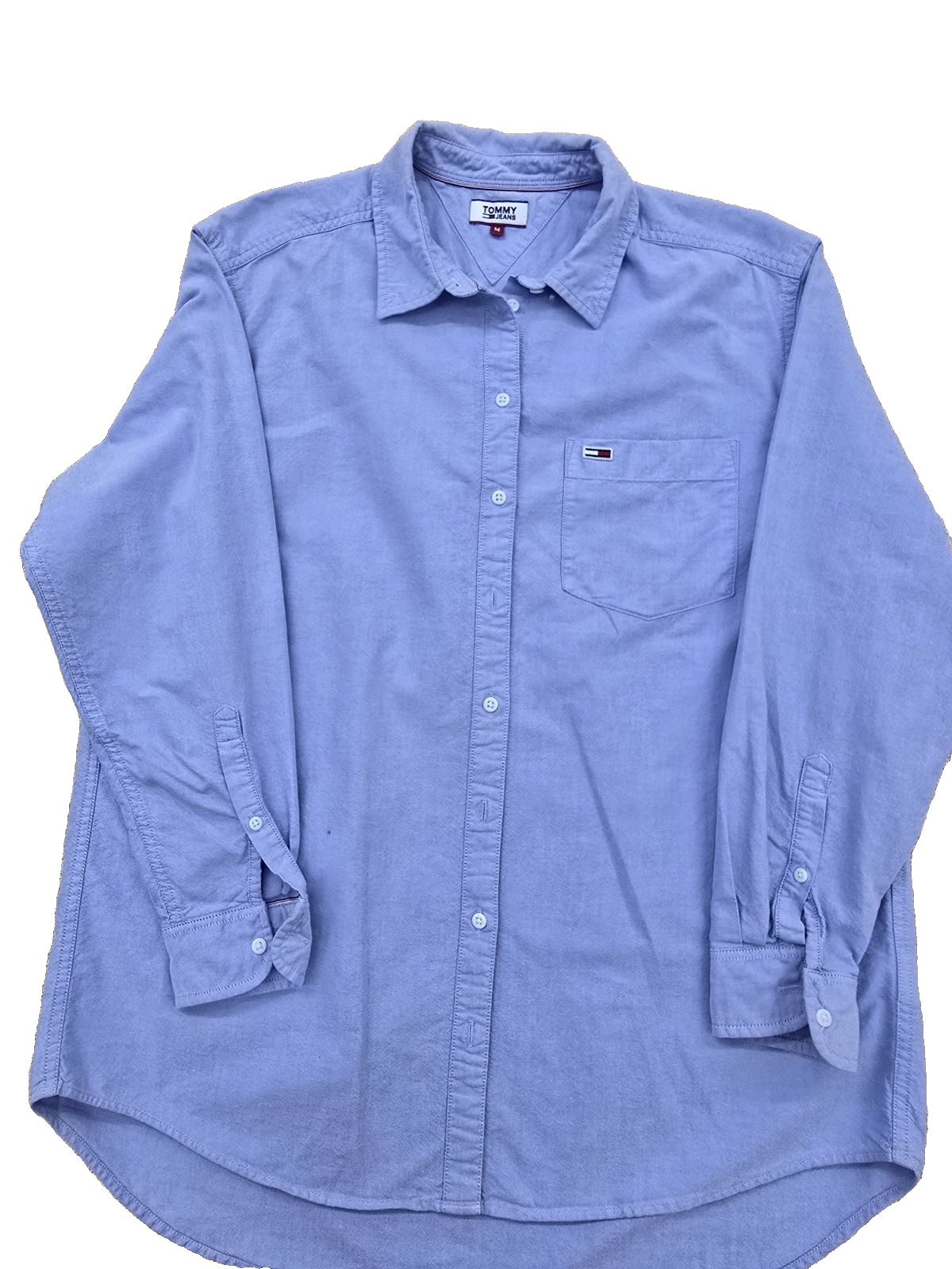 Tommy Jeans Light Blue Cotton Button-Down Shirt Men's M Long Sleeve
