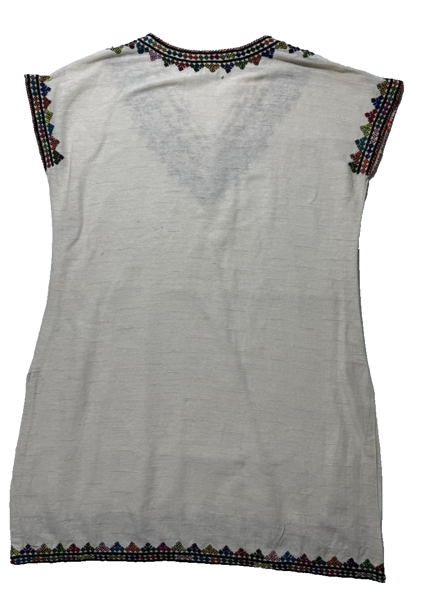 Handmade Embroidered Tunic Shirt Top V-Neck - Size S