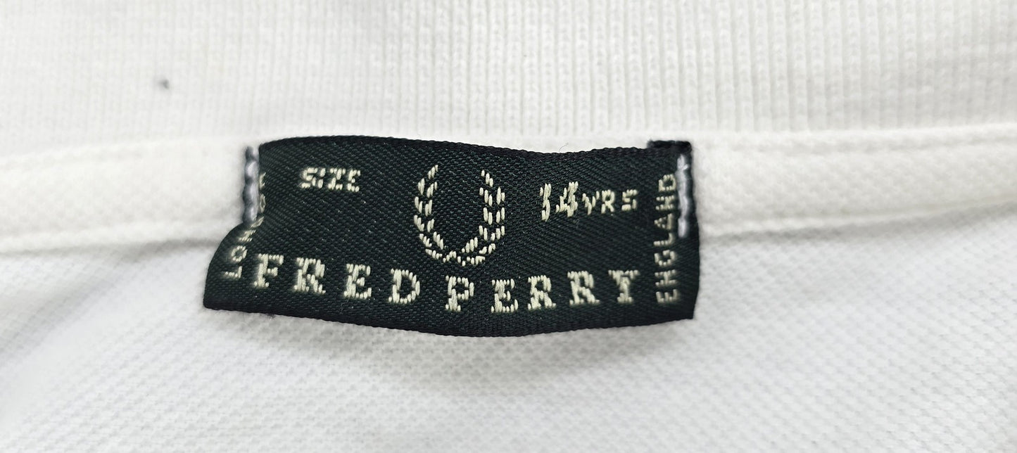 Fred Perry Kids White Polo Shirt 14Yrs Tipped Collar Laurel Wreath England