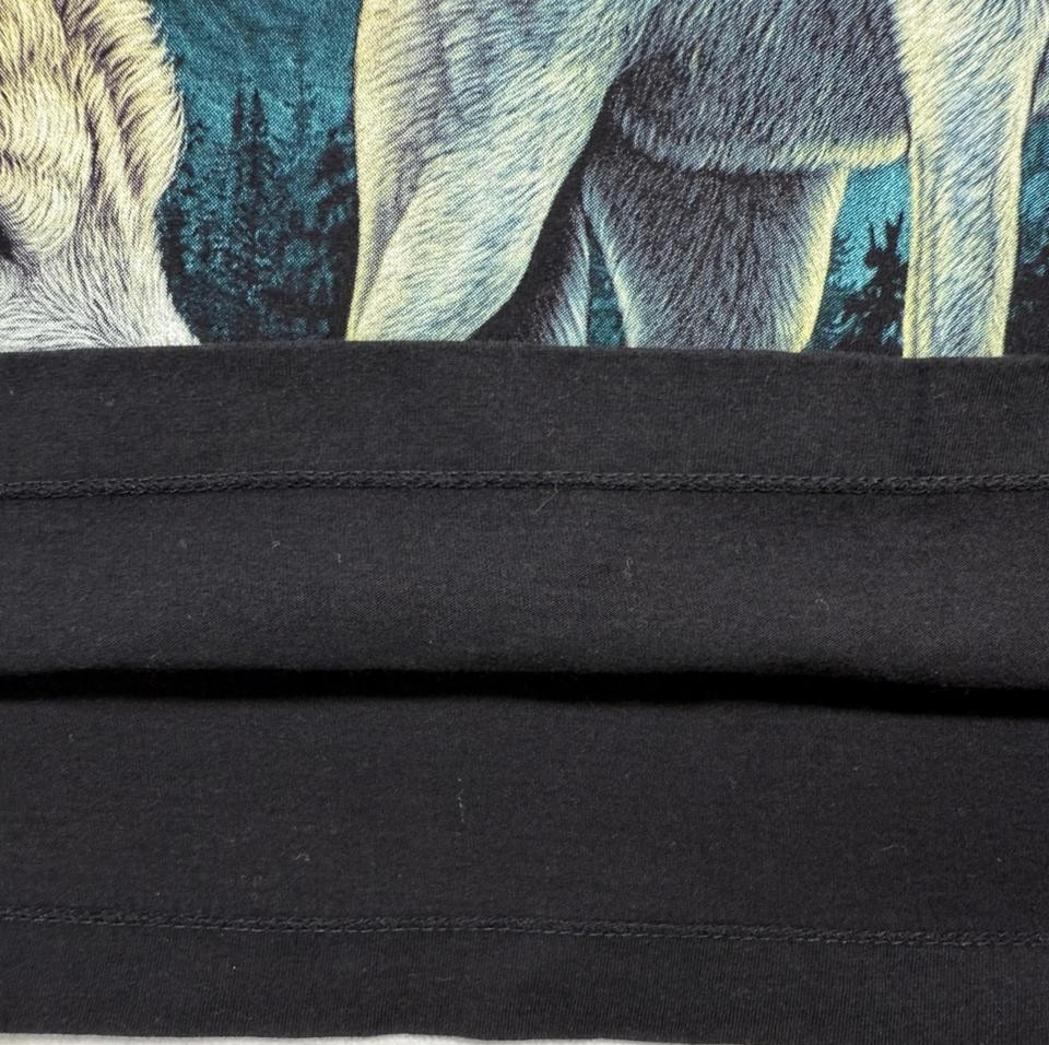 Black Wolf Graphic T-Shirt Moon Wildlife Nature Print Short Sleeve Size S