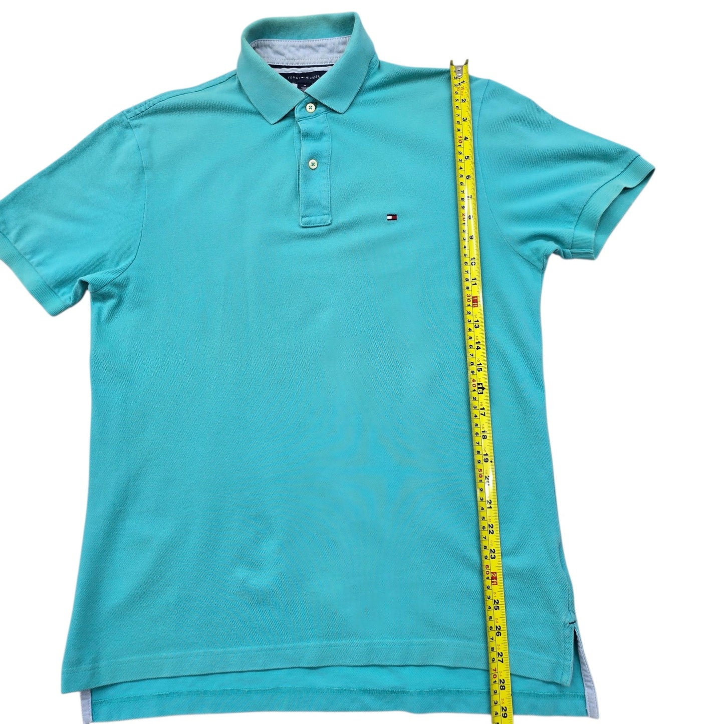 Tommy Hilfiger Men’s Turquoise Cotton Pique Polo Shirt M Classic Logo