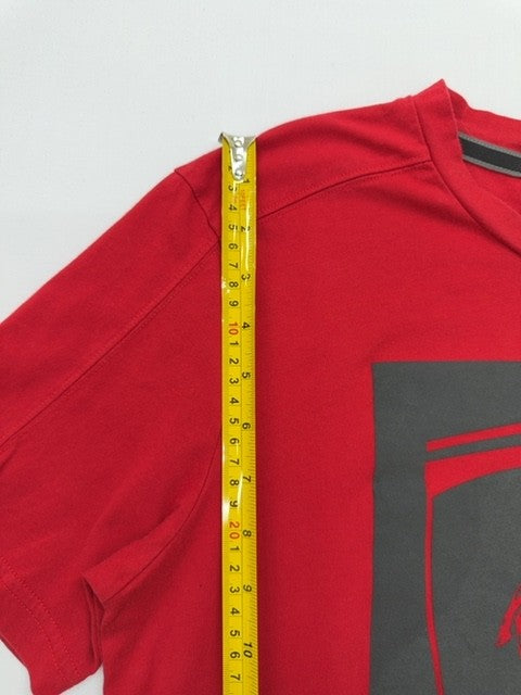 PUMA Men Red Graphic Logo T-Shirt Size M Regular Crew Neck Cotton Jersey