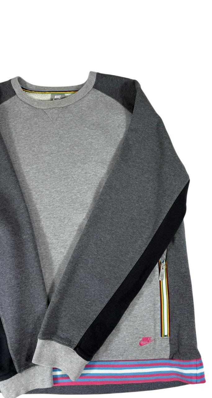 Nike Grey Colorblock Sweatshirt XL Zip Pocket Long Sleeve